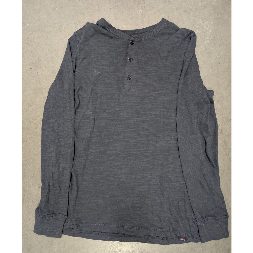 Faherty Sunwashed Henley Long Sleeve Shirt Blue Organic Cotton Casual Surf Style